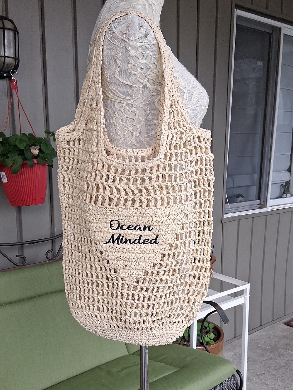 Ocean Minded Cream Crochet Boho Tote Bag Perfect For The Beach NOWT